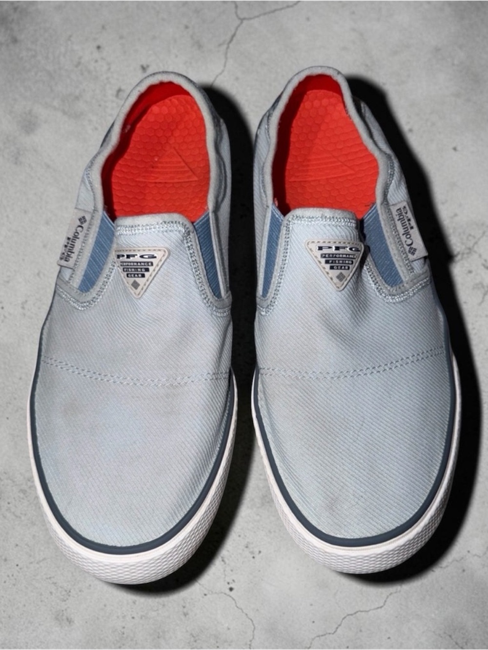 Columbia Light Blue Slip-On Sneakers with Coral Insole